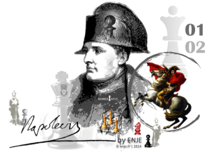 Modern Napoleon-themed chess illustration reproduced in the original ChessEval page.